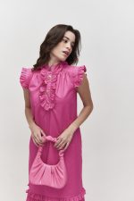 alugue vestido rosa babados iorane